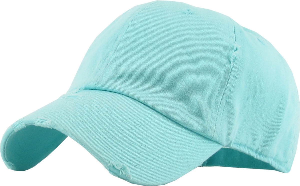 Diamond Blue Distressed Vintage Baseball Cap Front Side View